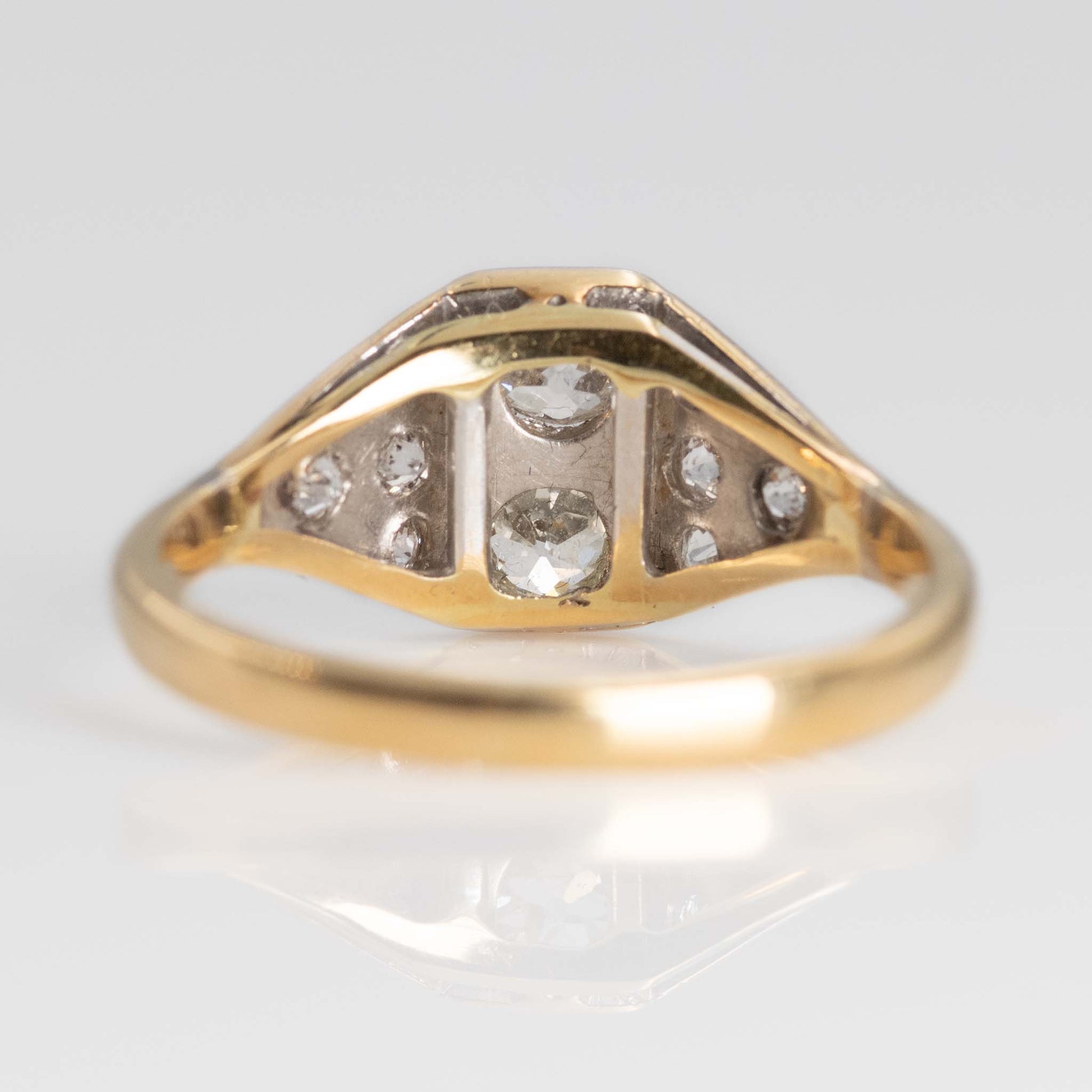 Art Deco 18ct Yellow Gold Diamond Panel Ring - Friar House