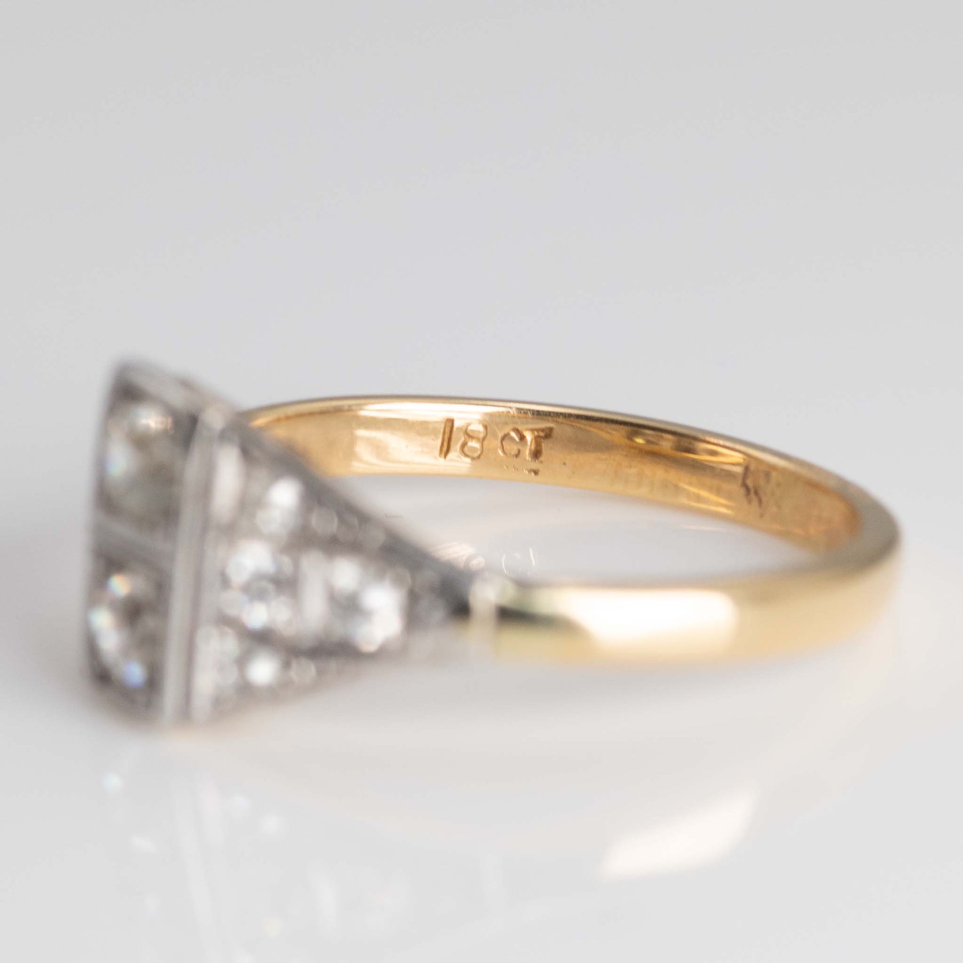 Art Deco 18ct Yellow Gold Diamond Panel Ring - Friar House