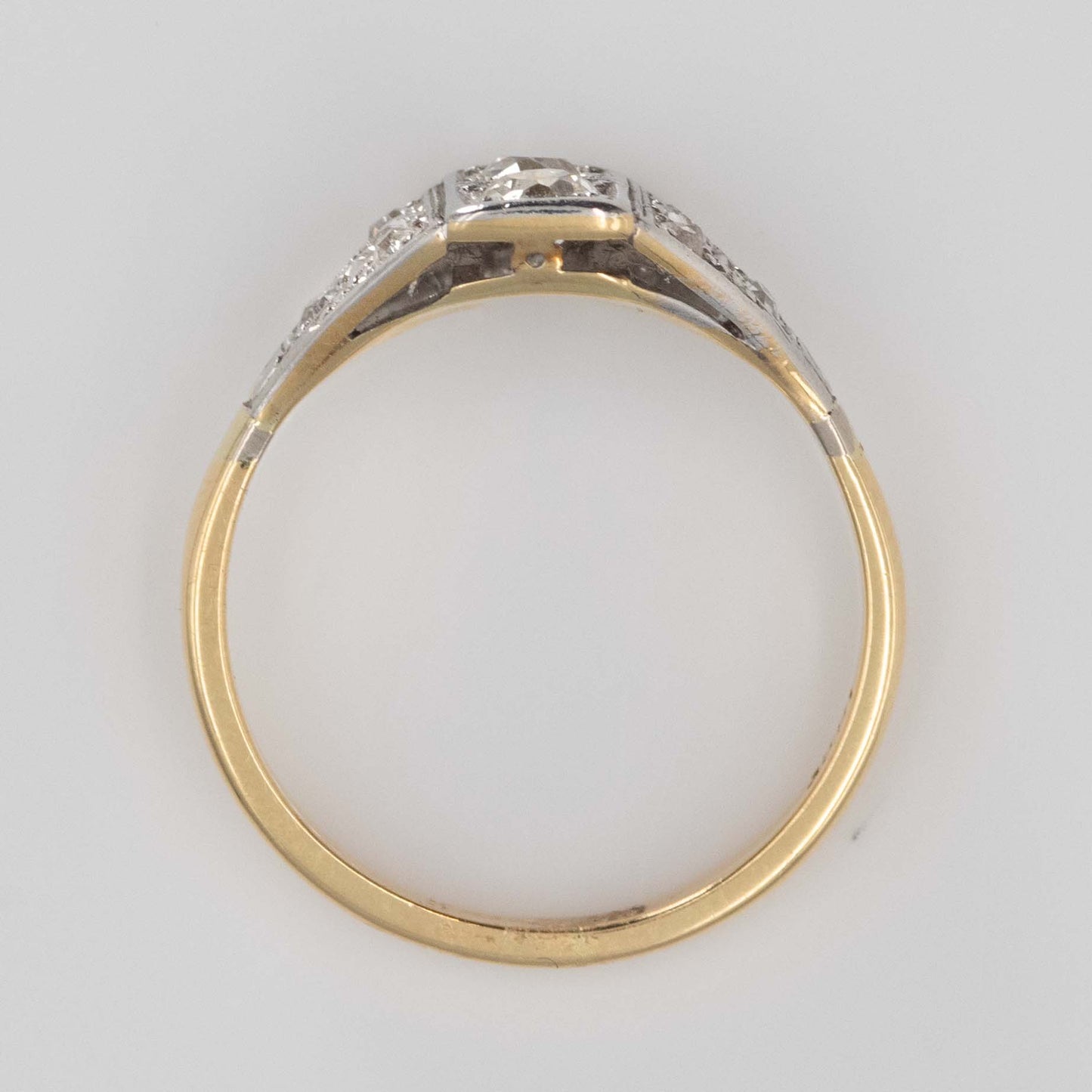 Art Deco 18ct Yellow Gold Diamond Panel Ring - Friar House