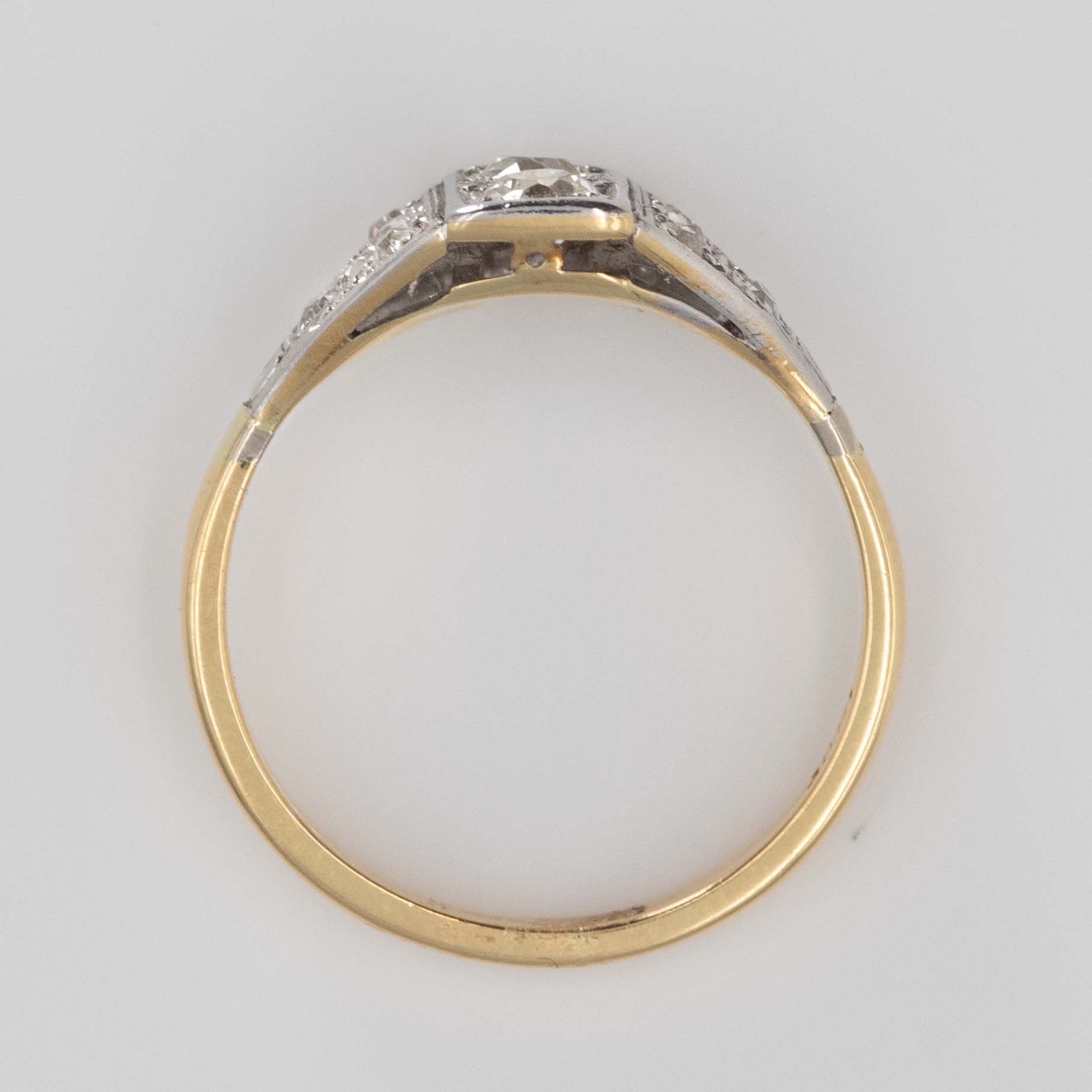 Art Deco 18ct Yellow Gold Diamond Panel Ring - Friar House