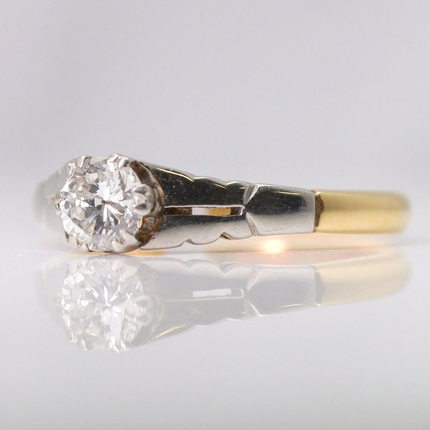 Art Deco 18ct Yellow Gold Diamond Solitaire Engagement Ring - Friar House