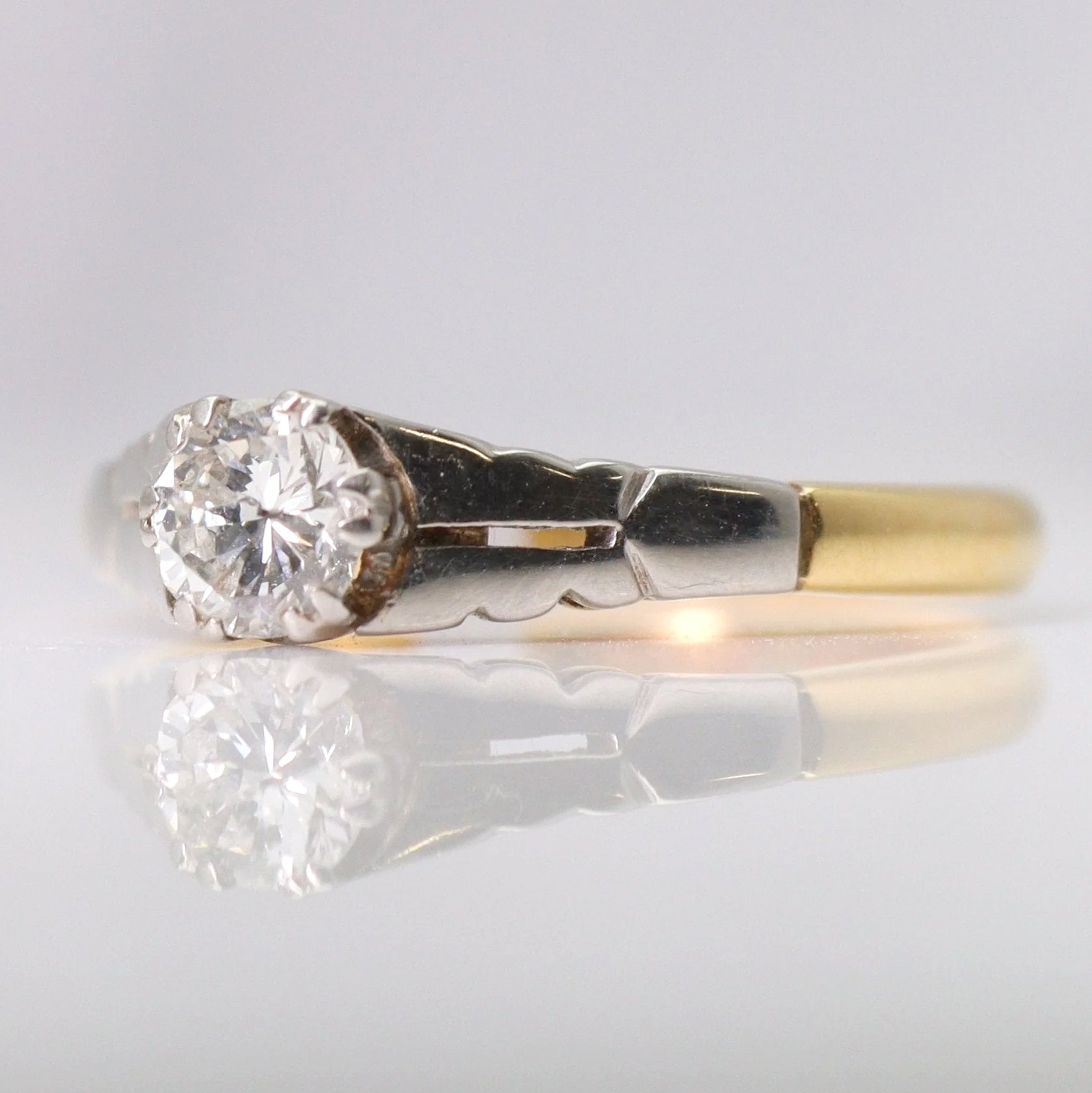 Art Deco 18ct Yellow Gold Diamond Solitaire Engagement Ring - Friar House