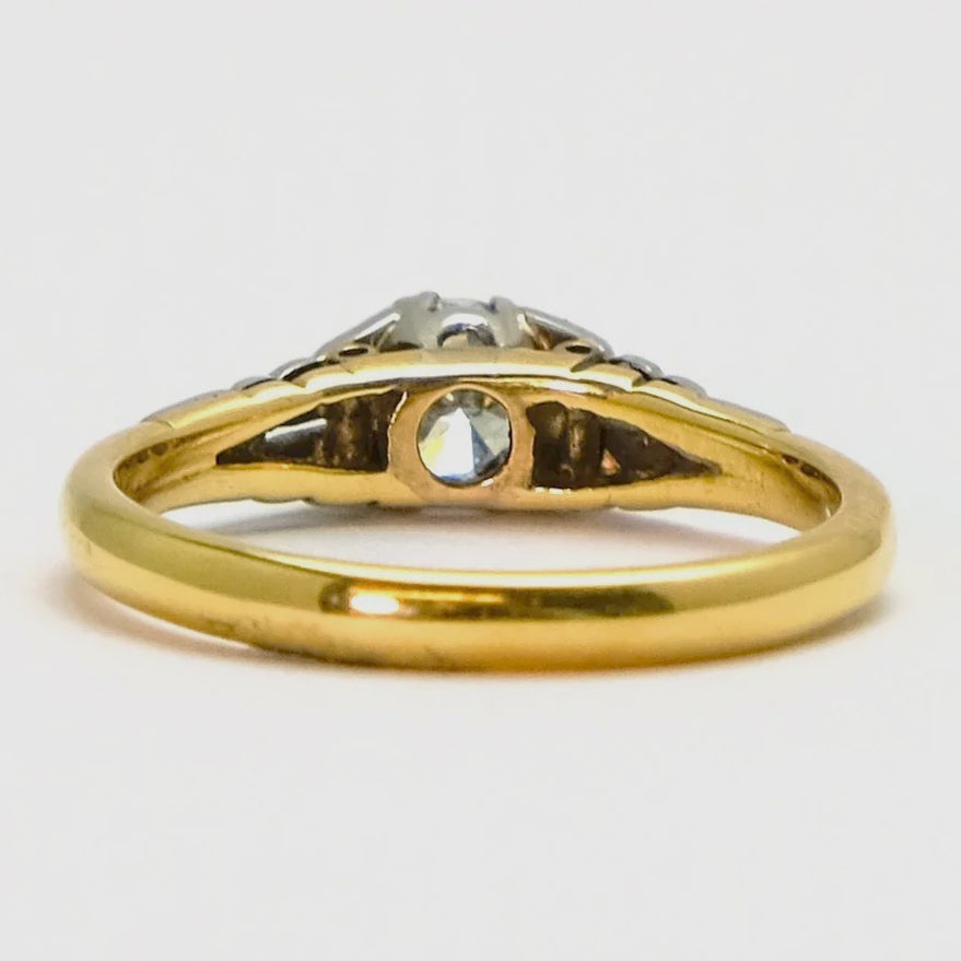 Art Deco 18ct Yellow Gold Diamond Solitaire Engagement Ring - Friar House