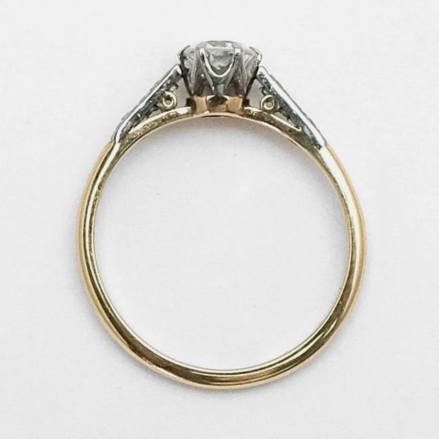 Art Deco 18ct Yellow Gold Diamond Solitaire Engagement Ring - Friar House