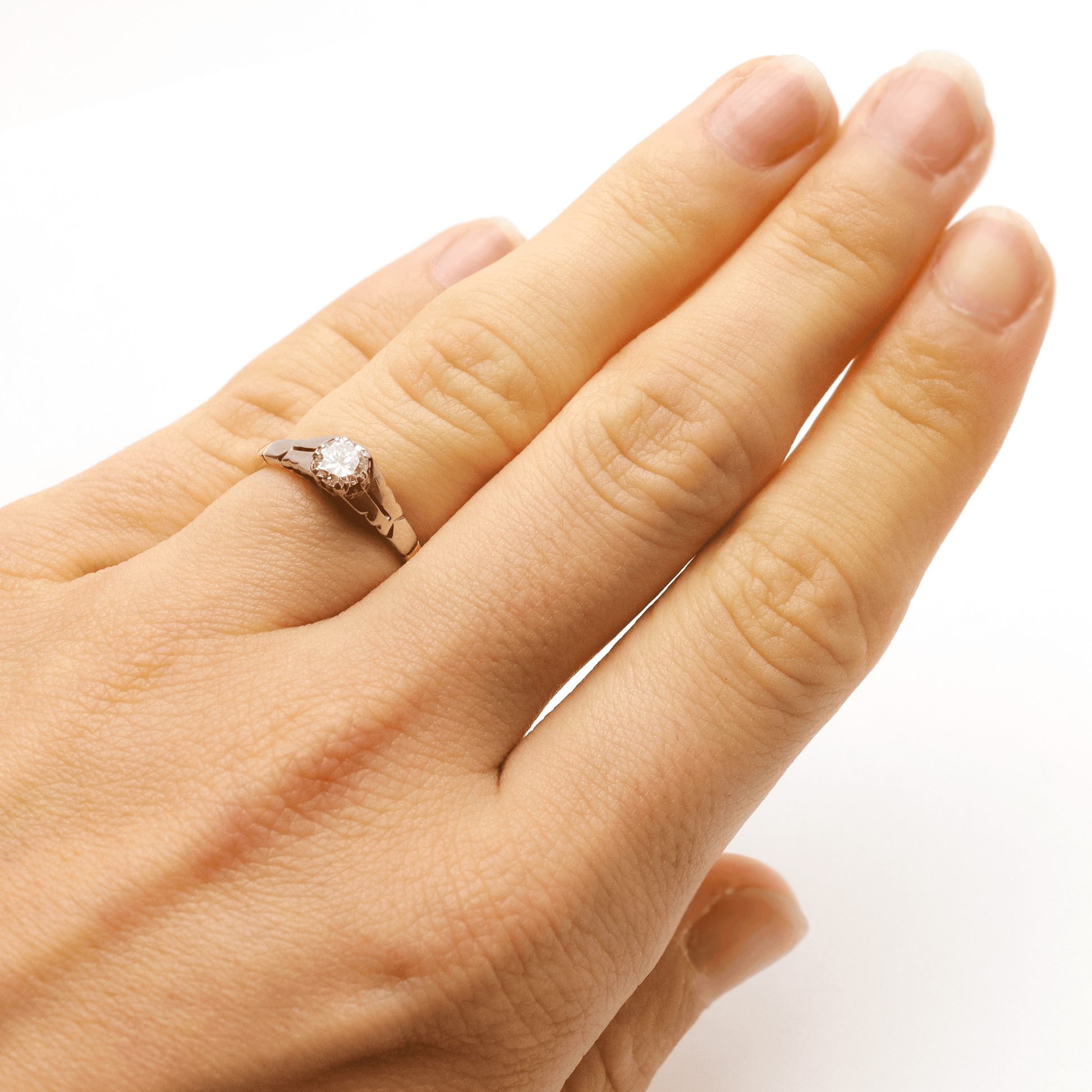 Art Deco 18ct Yellow Gold Diamond Solitaire Engagement Ring - Friar House