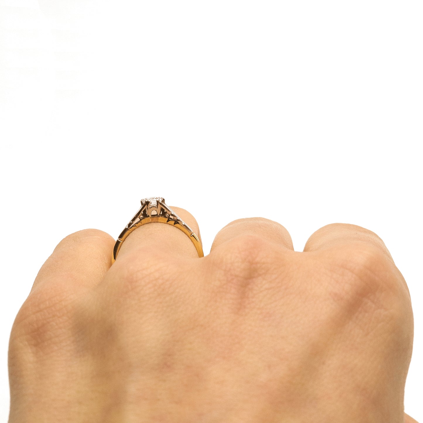 Art Deco 18ct Yellow Gold Diamond Solitaire Engagement Ring - Friar House