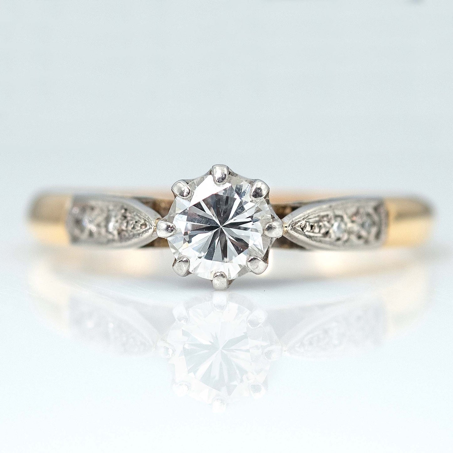 Art Deco 18ct Yellow Gold Diamond Solitaire Ring - Friar House