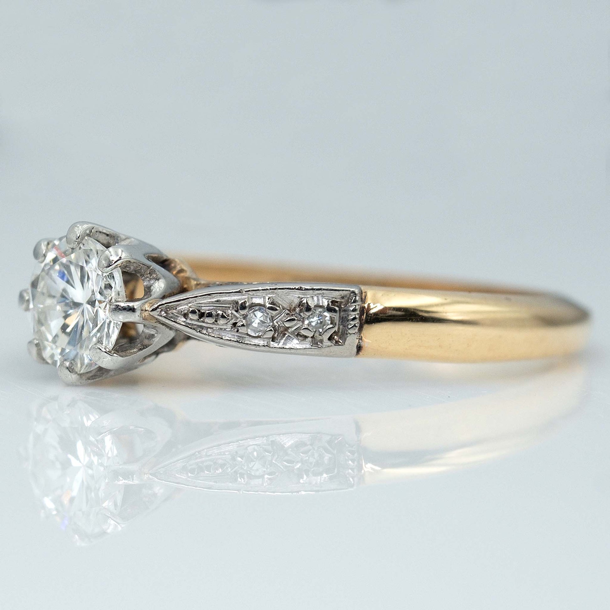 Art Deco 18ct Yellow Gold Diamond Solitaire Ring - Friar House