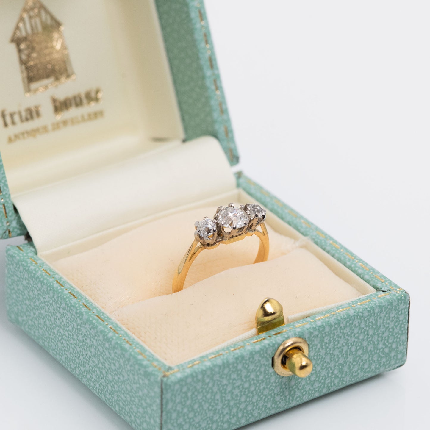 Art Deco 18ct Yellow Gold Diamond Three Stone Ring - Friar House