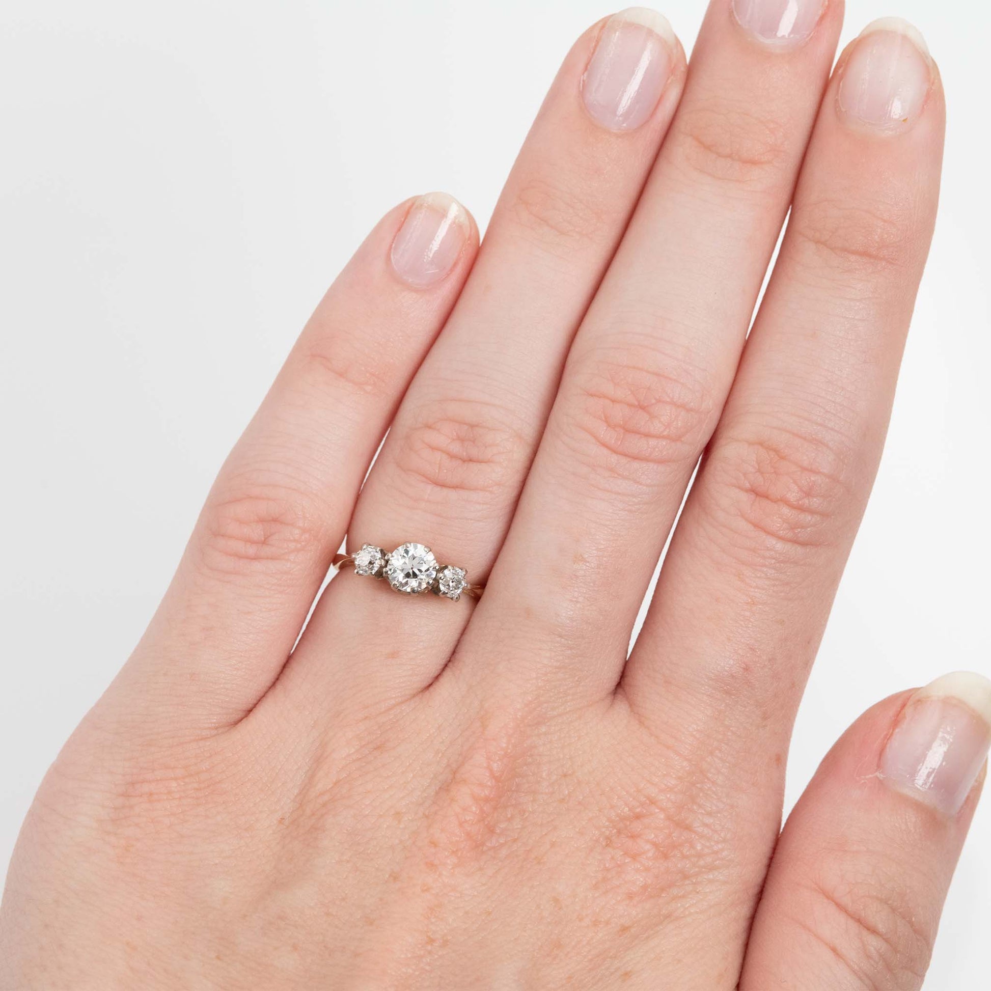 Art Deco 18ct Yellow Gold Diamond Three Stone Ring - Friar House