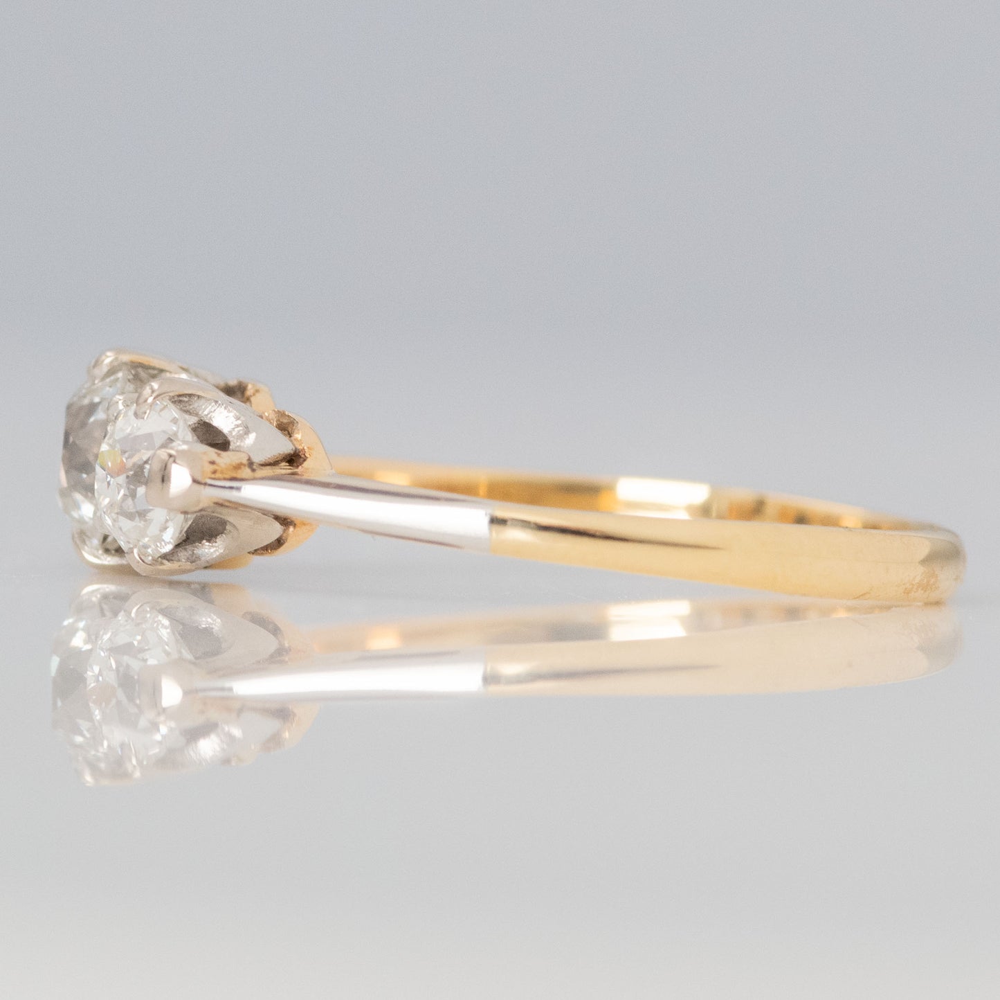 Art Deco 18ct Yellow Gold Diamond Three Stone Ring - Friar House Antique Jewellery