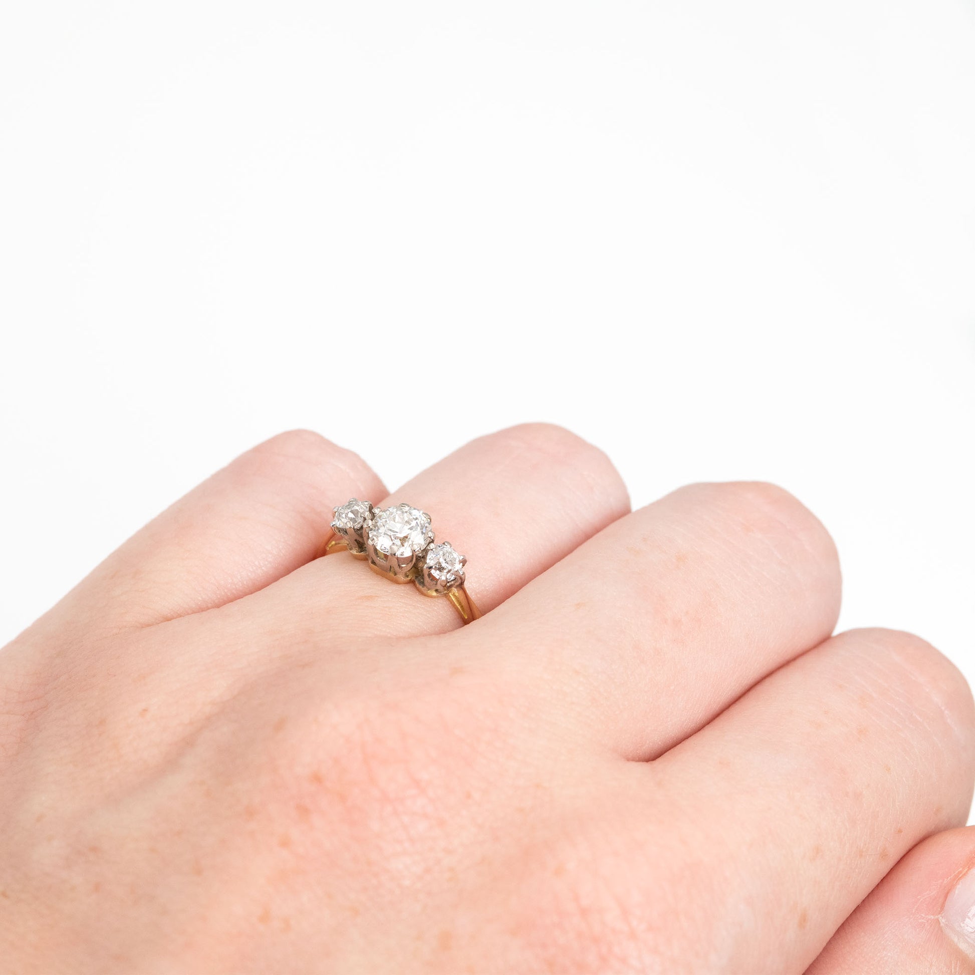 Art Deco 18ct Yellow Gold Diamond Three Stone Ring - Friar House