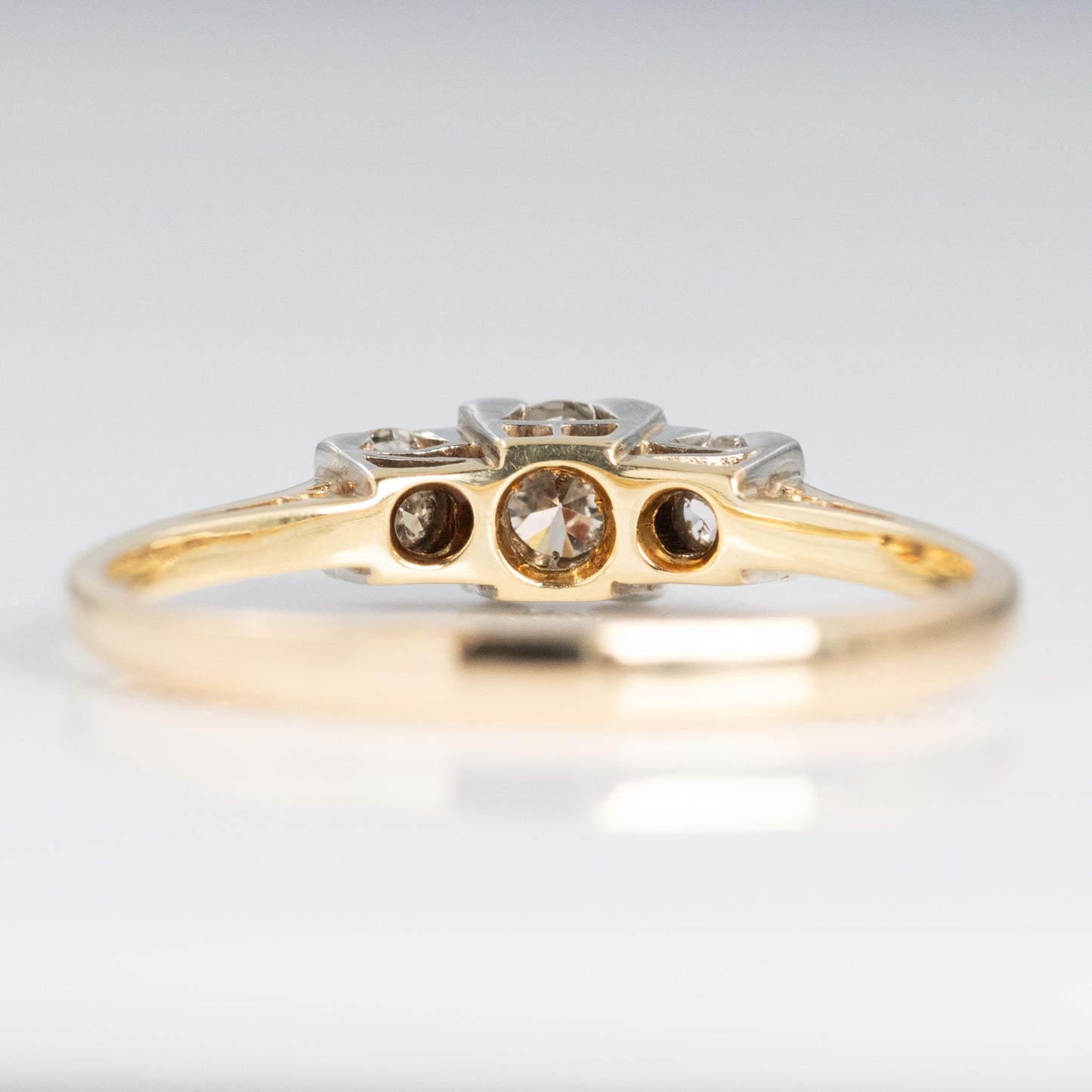 Art Deco 18ct Yellow Gold Diamond Three Stone Ring - Friar House