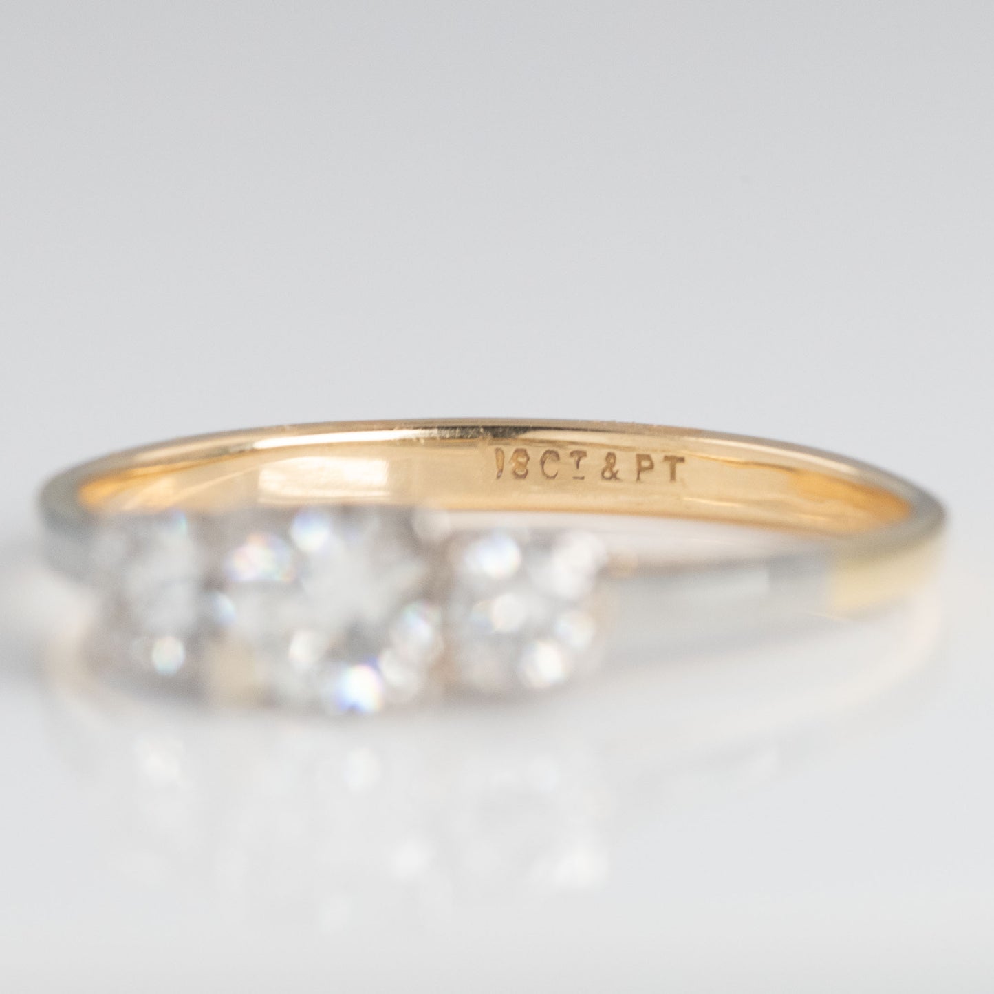 Art Deco 18ct Yellow Gold Diamond Three Stone Ring - Friar House