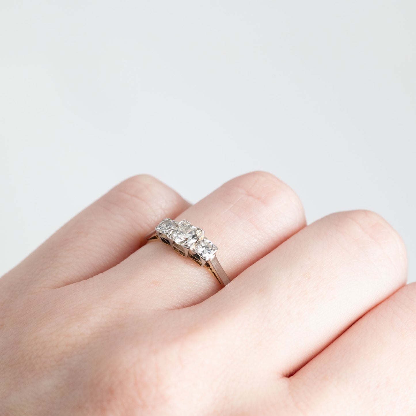 Art Deco 18ct Yellow Gold Diamond Three Stone Ring - Friar House