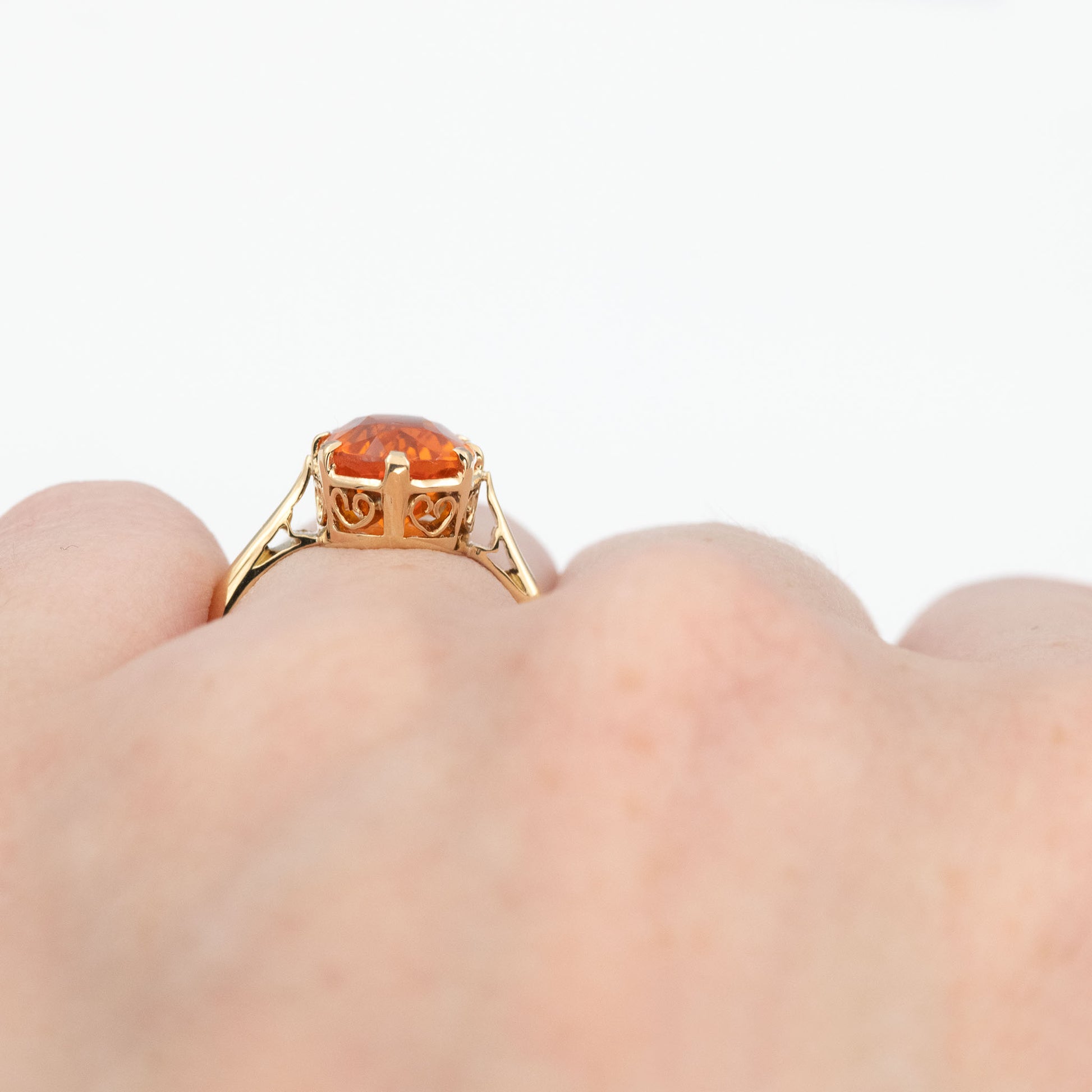 Art Deco 18ct Yellow Gold Fire Opal Solitaire Ring - Friar House