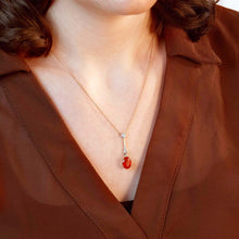 Art Deco 18ct Yellow Gold Fire Opal and Diamond Drop Pendant - Friar House