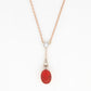 Art Deco 18ct Yellow Gold Fire Opal and Diamond Drop Pendant - Friar House