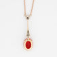 Art Deco 18ct Yellow Gold Fire Opal and Diamond Drop Pendant - Friar House