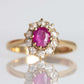 Art Deco 18ct Yellow Gold Pink Sapphire Diamond Cluster Ring - Friar House