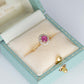 Art Deco 18ct Yellow Gold Pink Sapphire  Diamond Cluster Ring - Friar House
