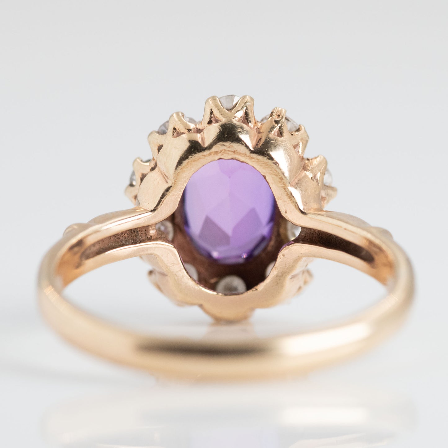 Art Deco 18ct Yellow Gold Pink Sapphire and Diamond Cluster Ring - Friar House