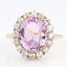 Art Deco 18ct Yellow Gold Pink Topaz Cluster Ring - Friar House