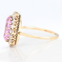 Art Deco 18ct Yellow Gold Pink Topaz Cluster Ring - Friar House