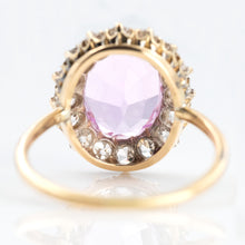 Art Deco 18ct Yellow Gold Pink Topaz Cluster Ring - Friar House