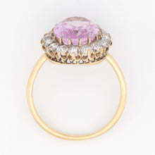 Art Deco 18ct Yellow Gold Pink Topaz Cluster Ring - Friar House