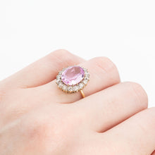 Art Deco 18ct Yellow Gold Pink Topaz Cluster Ring - Friar House