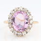 Art Deco 18ct Yellow Gold Pink Topaz and Diamond Cluster Ring - Friar House