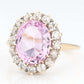 Art Deco 18ct Yellow Gold Pink Topaz and Diamond Cluster Ring - Friar House