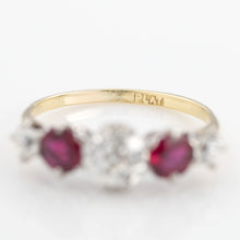 Art Deco 18ct Yellow Gold Ruby and Diamond Five Stone Ring - Friar House