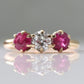 Art Deco 18ct Yellow Gold Ruby and Diamond Three Stone Ring - Friar House