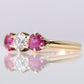 Art Deco 18ct Yellow Gold Ruby and Diamond Three Stone Ring - Friar House