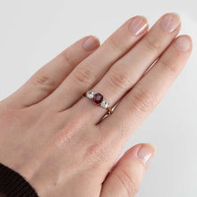 Art Deco 18ct Yellow Gold Ruby and Diamond Three Stone Ring - Friar House