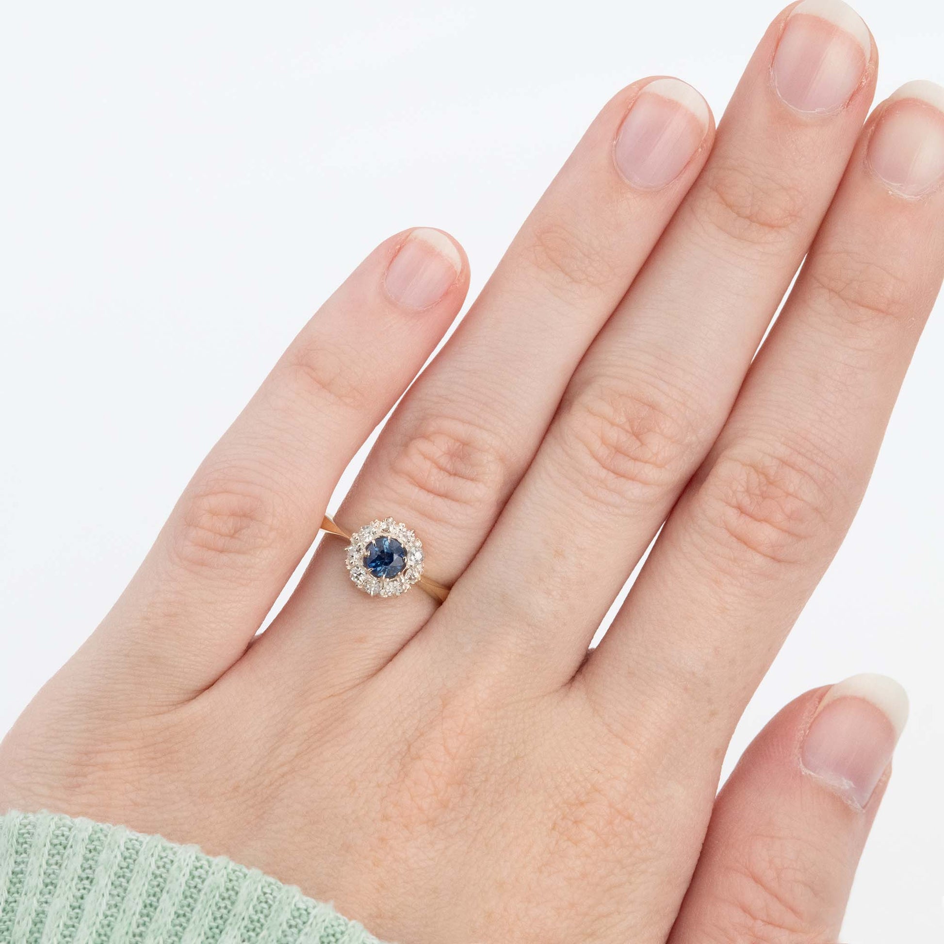 Art Deco 18ct Yellow Gold Sapphire and Diamond Cluster Ring - Friar House
