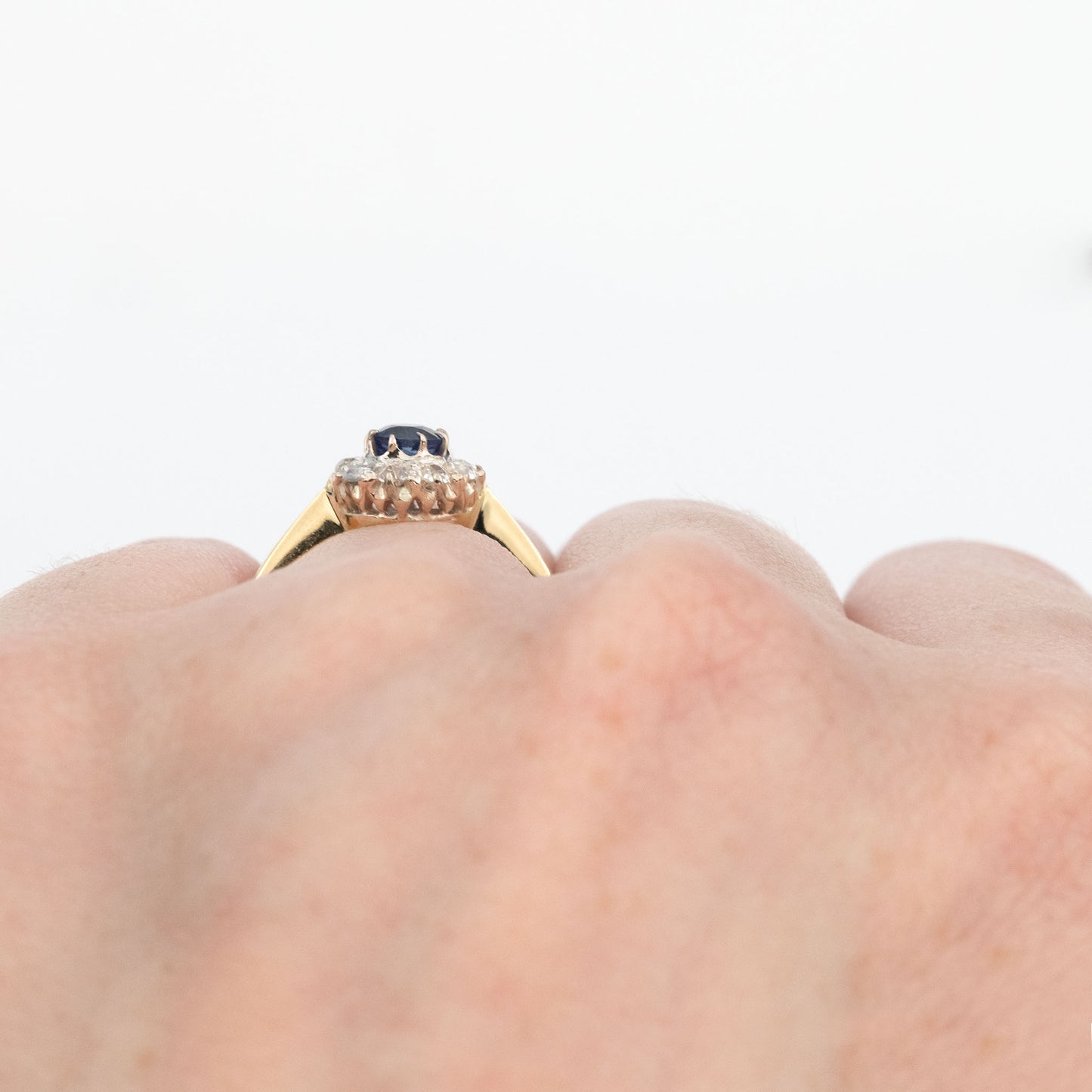 Art Deco 18ct Yellow Gold Sapphire and Diamond Cluster Ring - Friar House