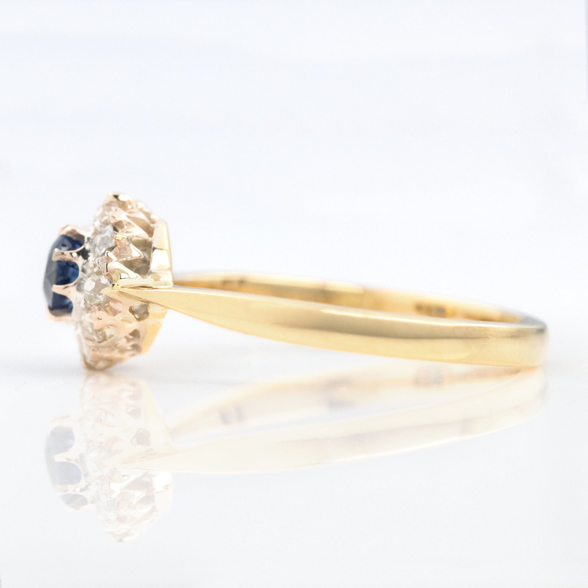 Art Deco 18ct Yellow Gold Sapphire and Diamond Cluster Ring - Friar House
