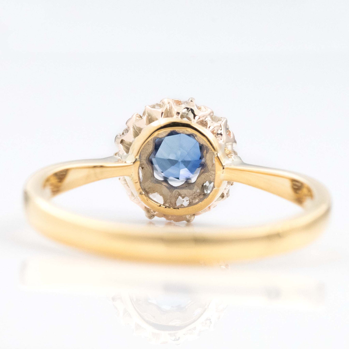 Art Deco 18ct Yellow Gold Sapphire and Diamond Cluster Ring - Friar House