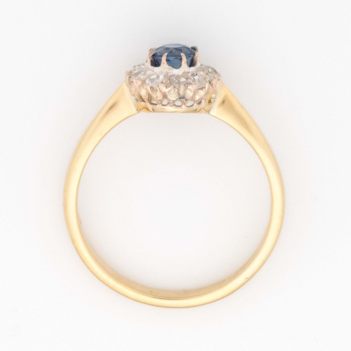 Art Deco 18ct Yellow Gold Sapphire and Diamond Cluster Ring - Friar House