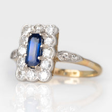 Art Deco 18ct Yellow Gold Sapphire and Diamond Cluster Ring - Friar House