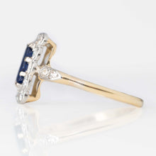 Art Deco 18ct Yellow Gold Sapphire and Diamond Cluster Ring - Friar House