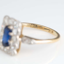 Art Deco 18ct Yellow Gold Sapphire and Diamond Cluster Ring - Friar House