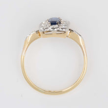 Art Deco 18ct Yellow Gold Sapphire and Diamond Cluster Ring - Friar House