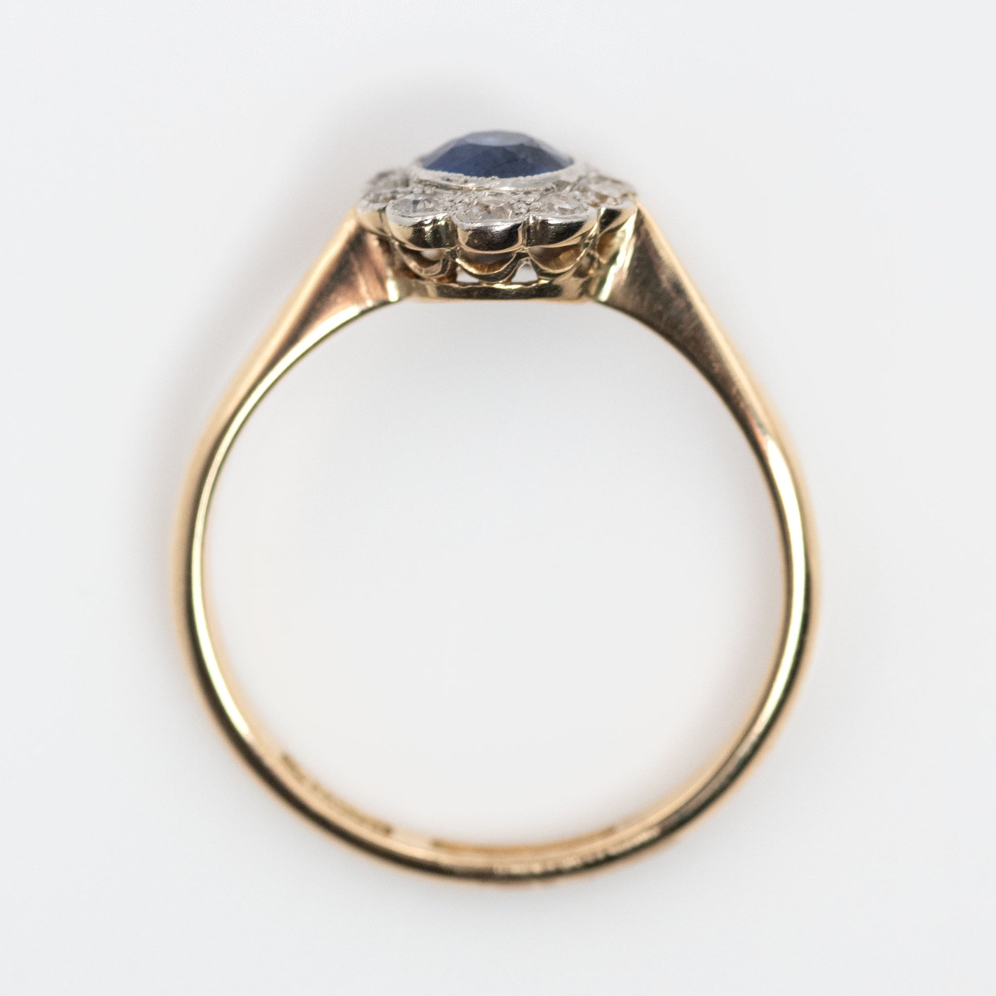 Art Deco 18ct Yellow Gold Sapphire and Diamond Daisy Cluster Ring - Friar House
