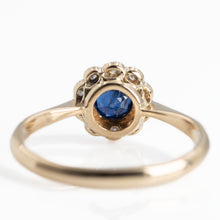 Art Deco 18ct Yellow Gold Sapphire and Diamond Daisy Cluster Ring - Friar House