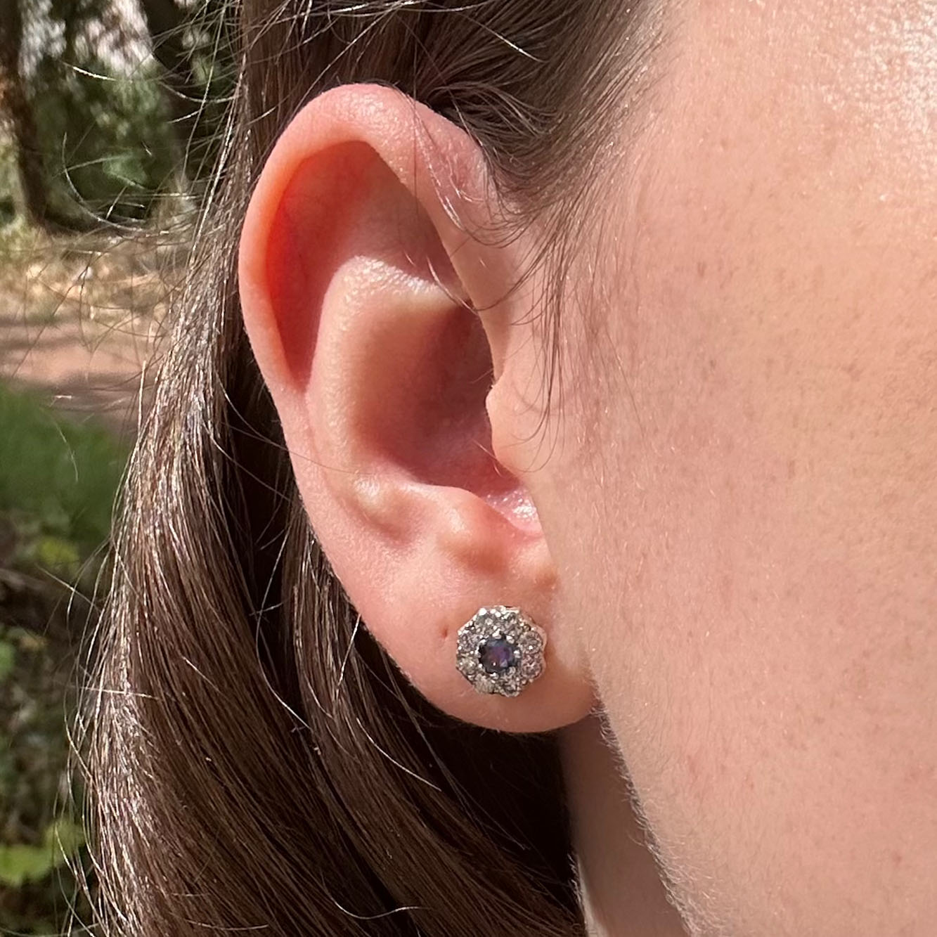 Art Deco 18ct Yellow Gold Sapphire and Diamond Earrings - Friar House