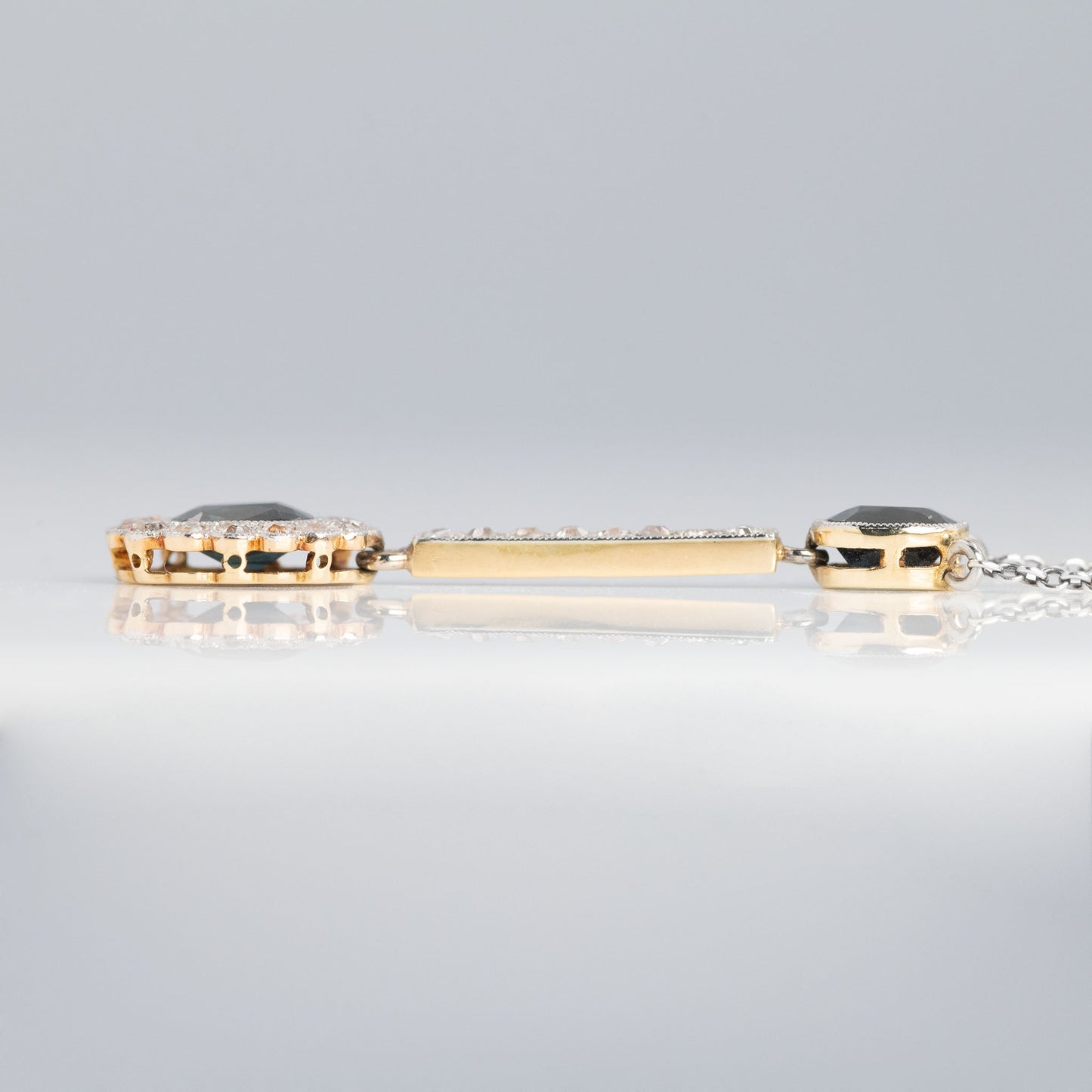 Art Deco 18ct Yellow Gold Sapphire and Diamond Pendant - Friar House